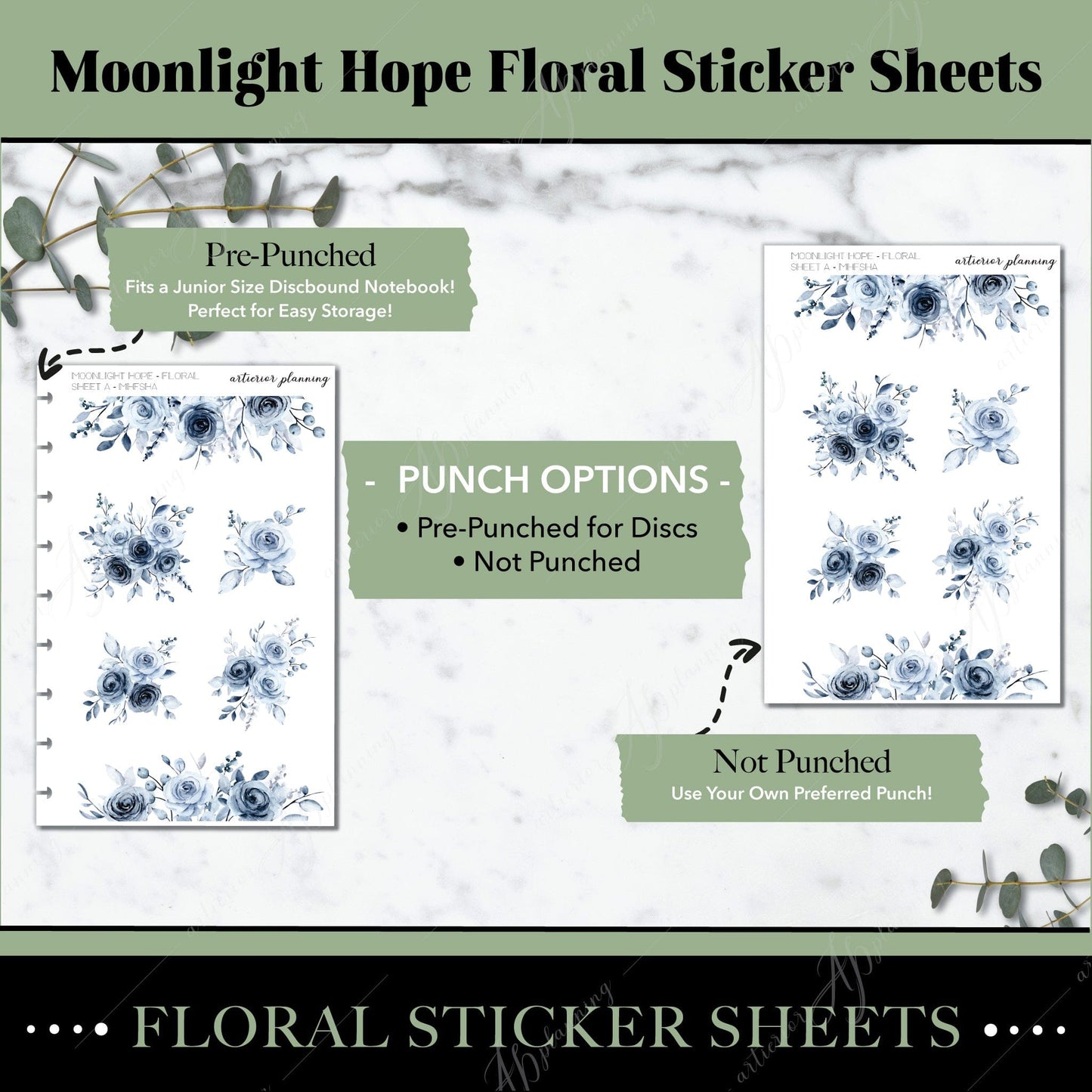 Artierior Planning Physical Item Floral Sticker Sheets | Moonlight Hope
