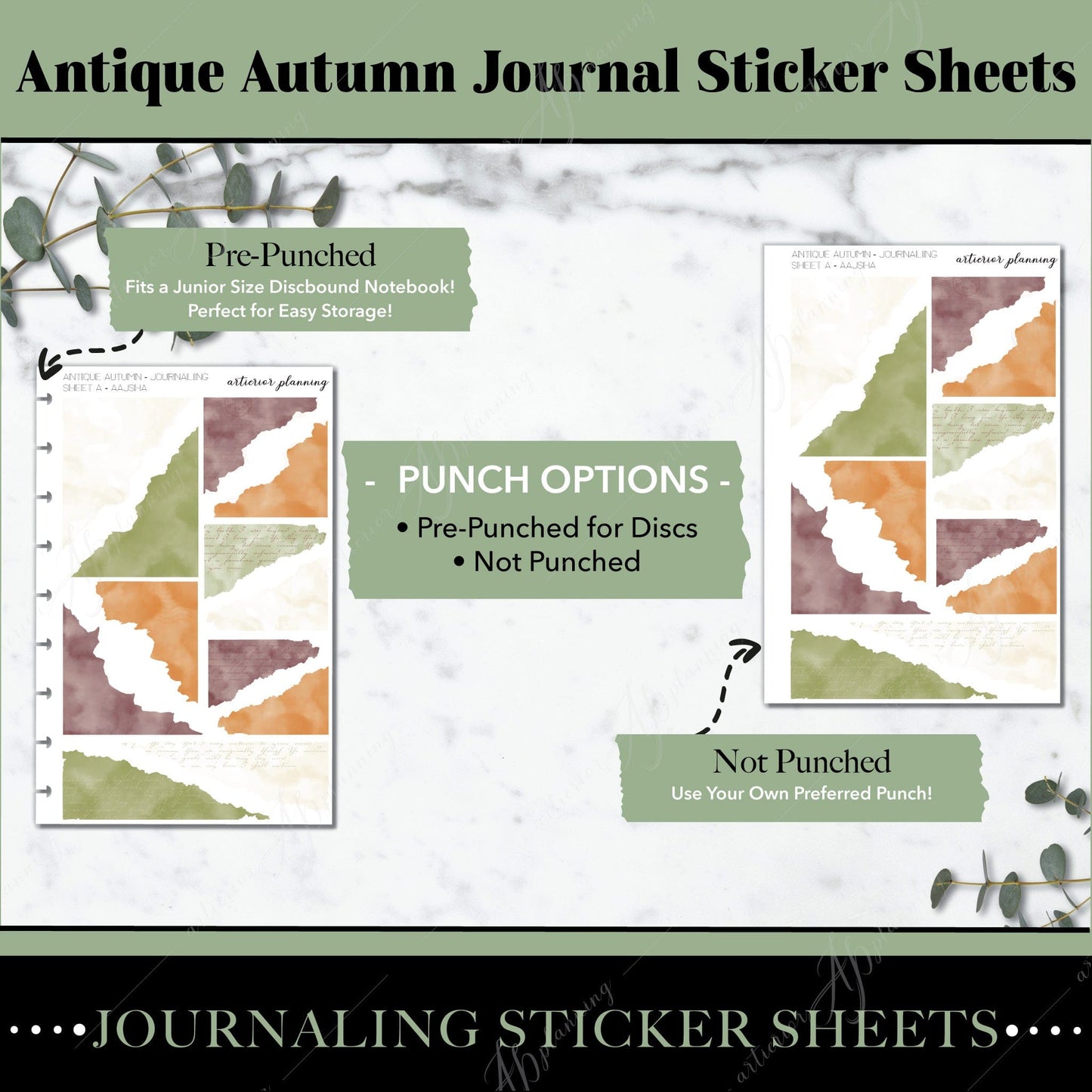 Artierior Planning Physical Item Journal Sticker Sheets | Antique Autumn