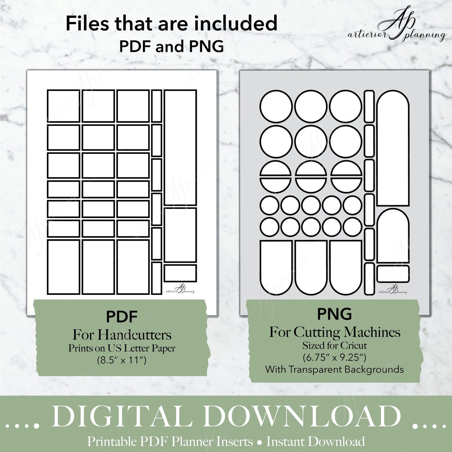 Artierior Planning Digital Download Box Stickers | Black | Printable Digital Download DD-S-BS-BLK