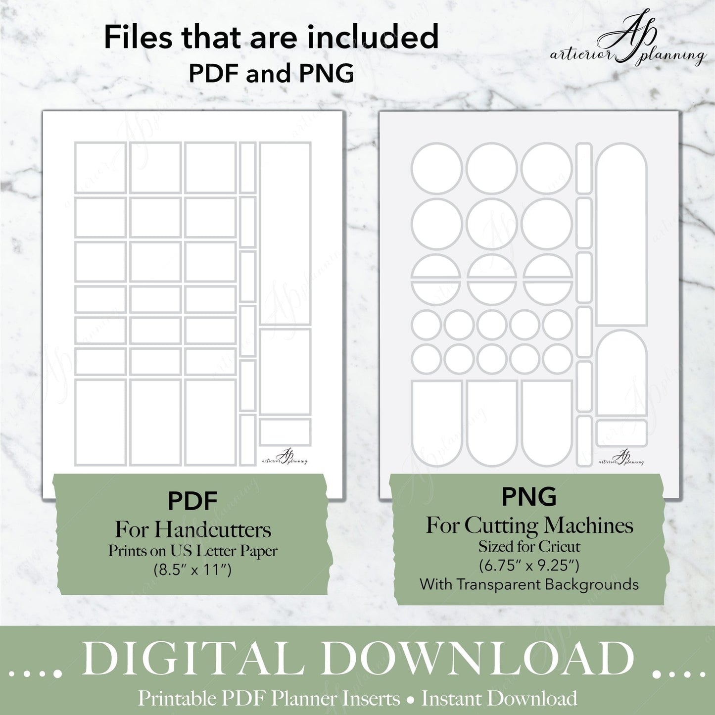 Artierior Planning Digital Download Box Stickers | Light Grey | Printable Digital Download DD-S-BS-LGY