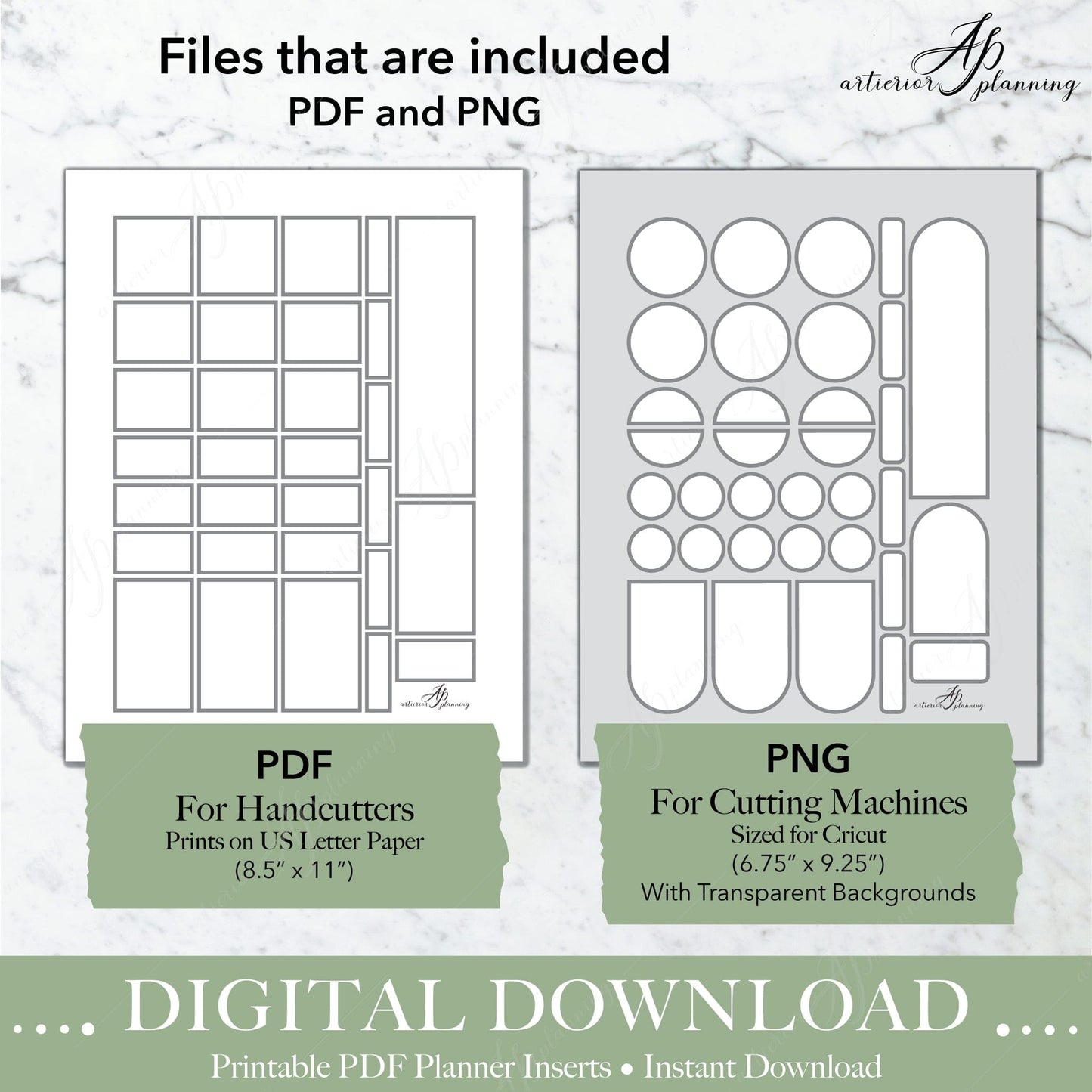 Artierior Planning Digital Download Box Stickers | Medium Grey | Printable Digital Download DD-S-BS-MGY