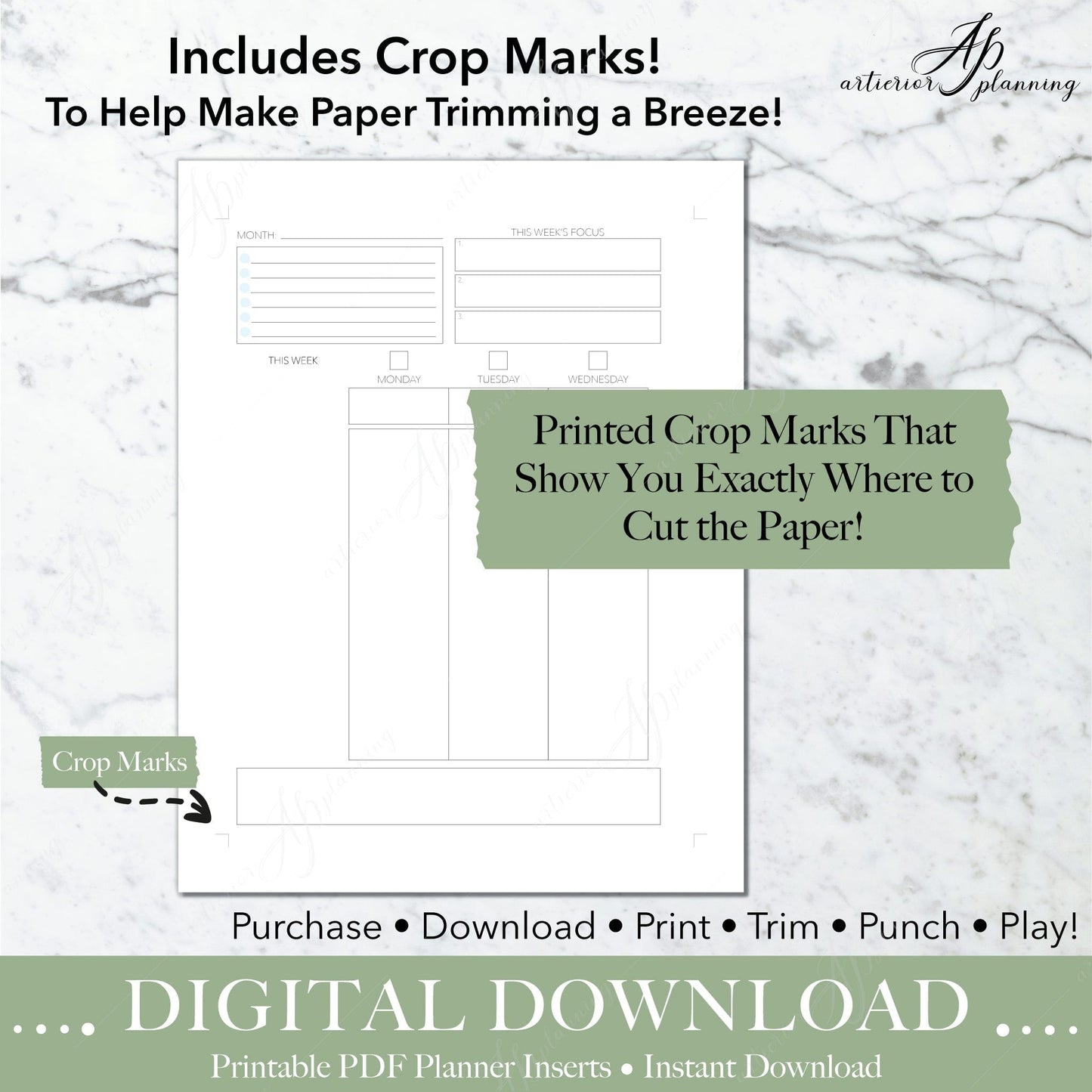 Artierior Planning Digital Download Business Layout | Undated Planner Inserts | Neutral | Filler Paper | Printable Digital Download