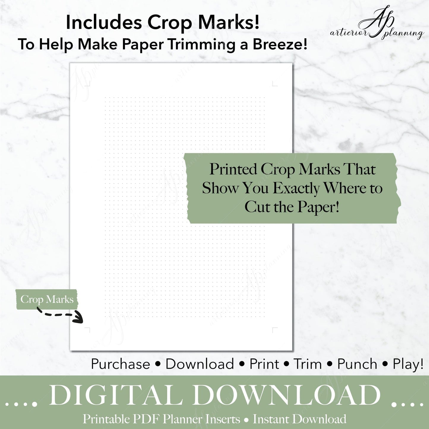 Artierior Planning Digital Download Classic Filler Paper | Planner Insert | Dot Grid, Graphed, Lined | Printable Digital Download