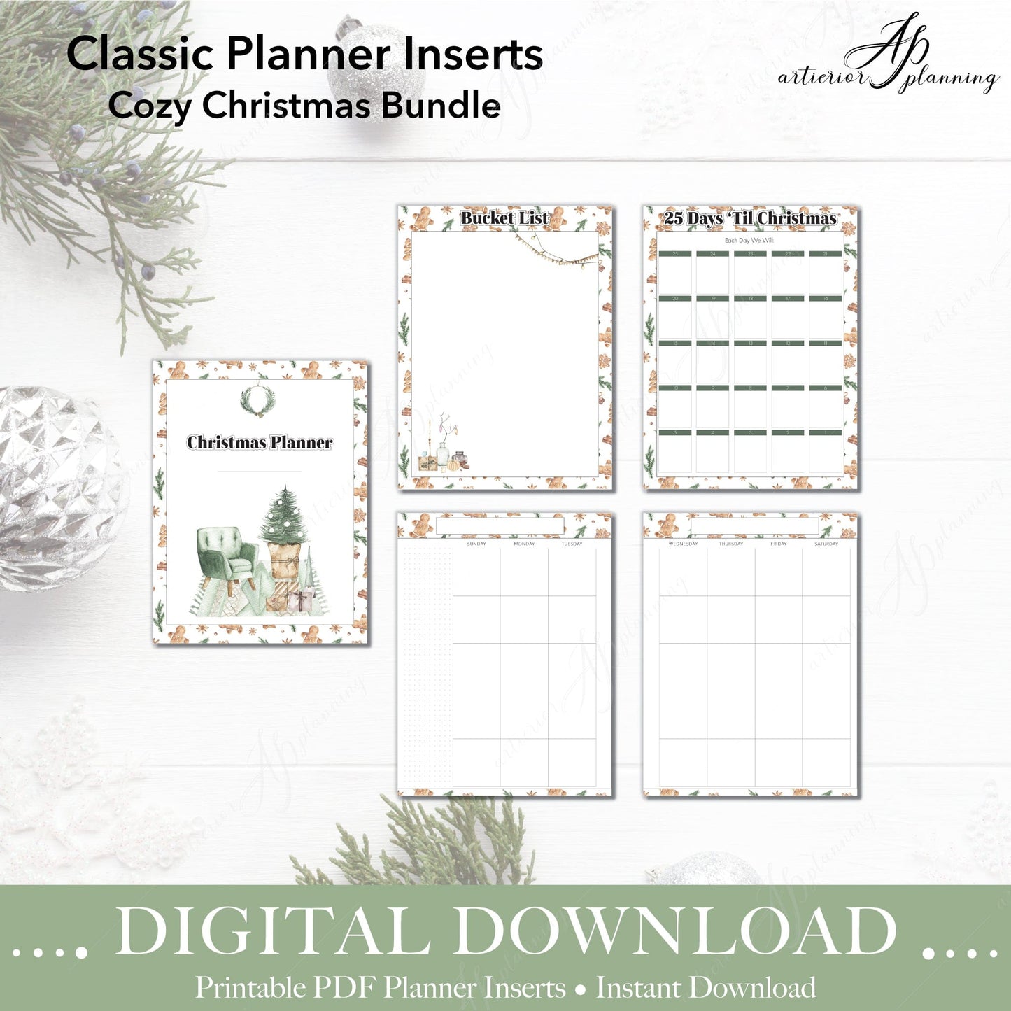 Artierior Planning Digital Download Cozy Christmas | Classic Filler Paper | Printable Digital Download DD-I-UCC-C