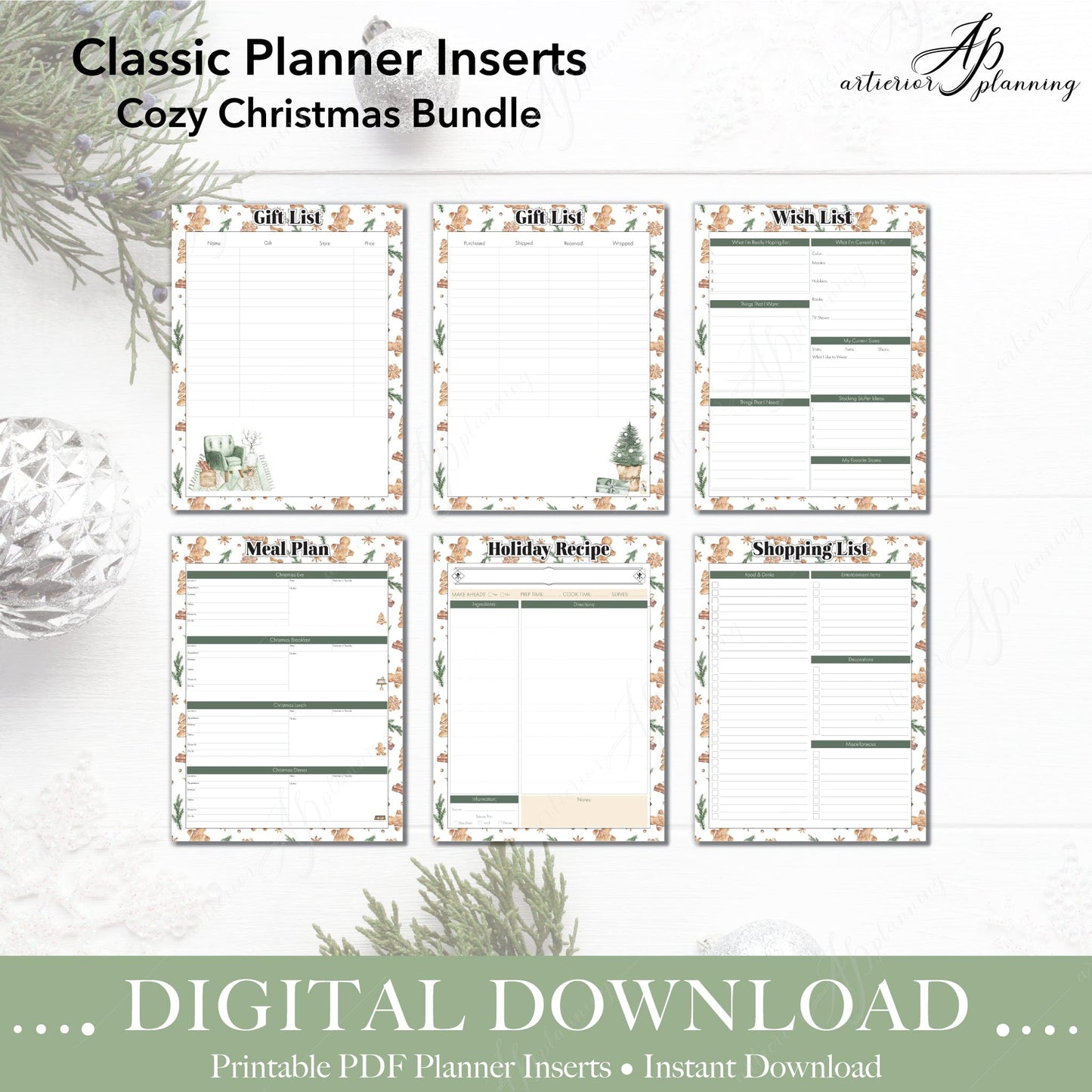 Artierior Planning Digital Download Cozy Christmas | Classic Filler Paper | Printable Digital Download DD-I-UCC-C