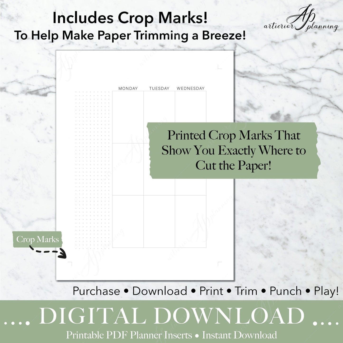 Artierior Planning Digital Download Vertical Boxes | Undated Weekly Planner Insert| Neutral | Classic Filler Paper | Printable Digital Download DD-I-WVB-B-C