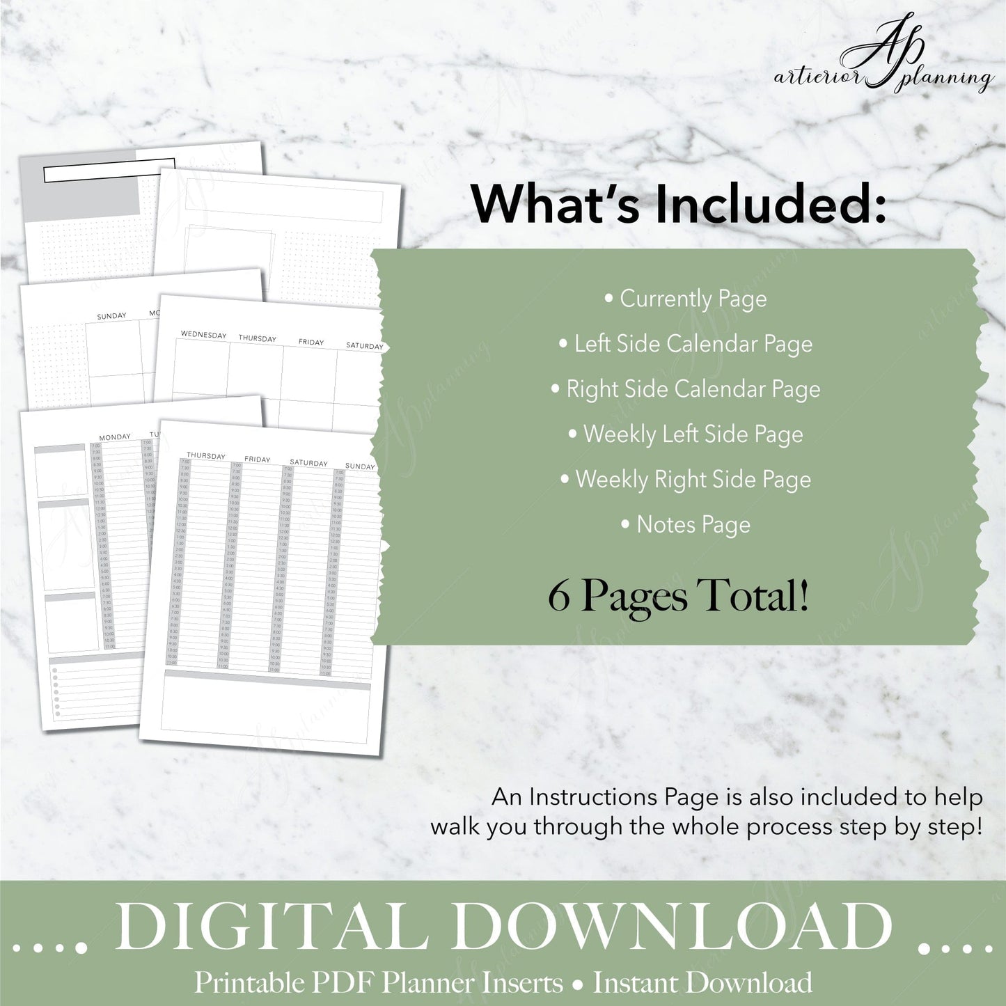 Artierior Planning Digital Download Vertical Timed Boxes | Undated Weekly Planner Insert| Neutral | Classic Filler Paper | Printable Digital Download DD-I-WVT-B-C