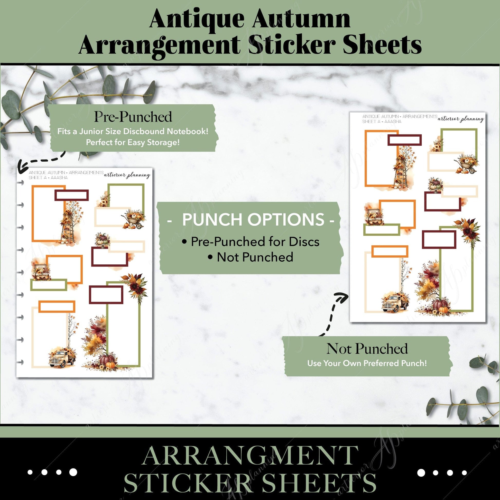 Artierior Planning Physical Item Arrangement Sticker Sheets | Antique Autumn