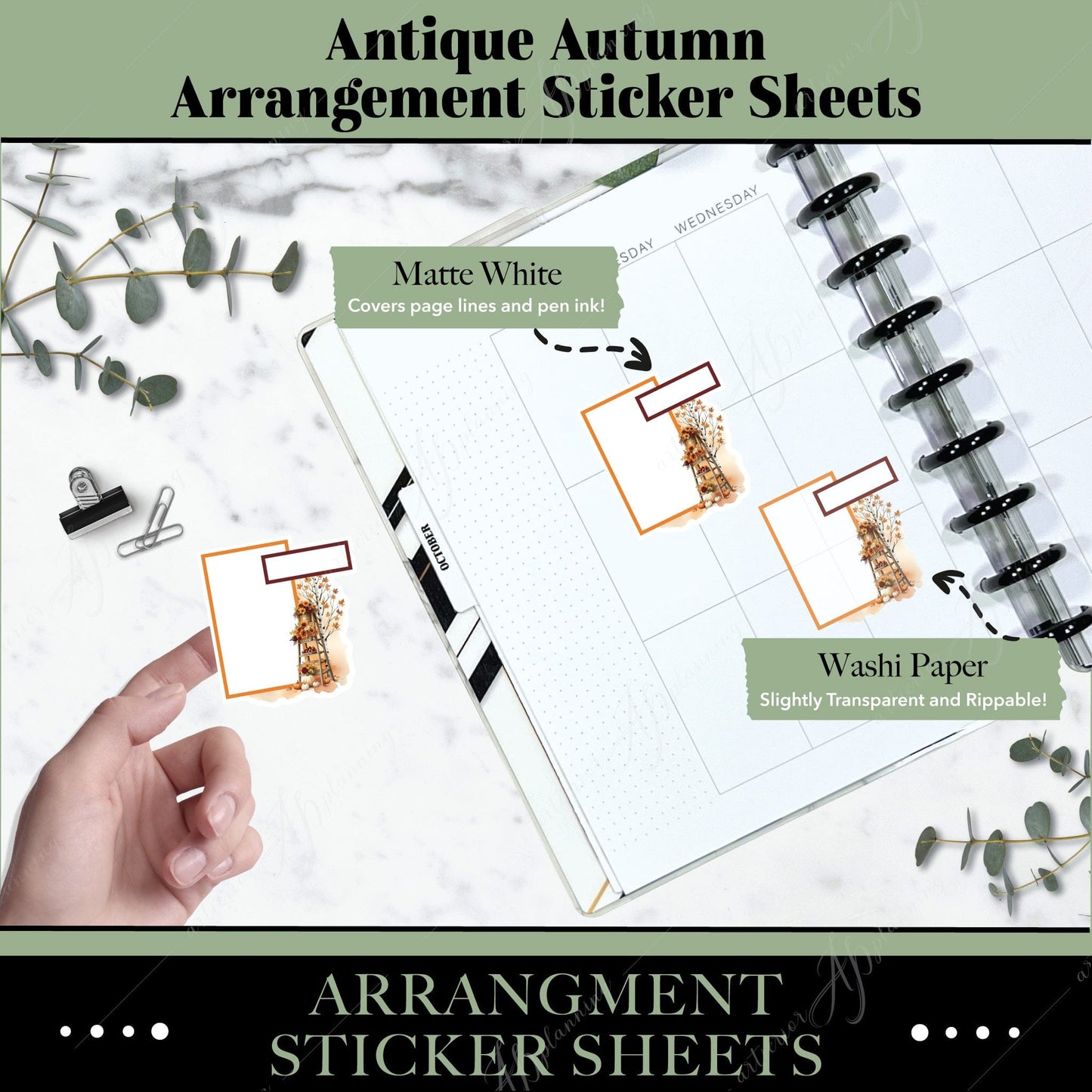 Artierior Planning Physical Item Arrangement Sticker Sheets | Antique Autumn