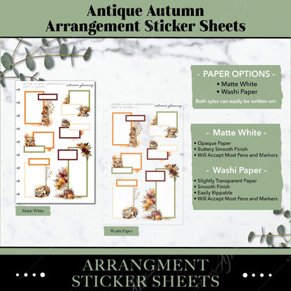 Artierior Planning Physical Item Arrangement Sticker Sheets | Antique Autumn