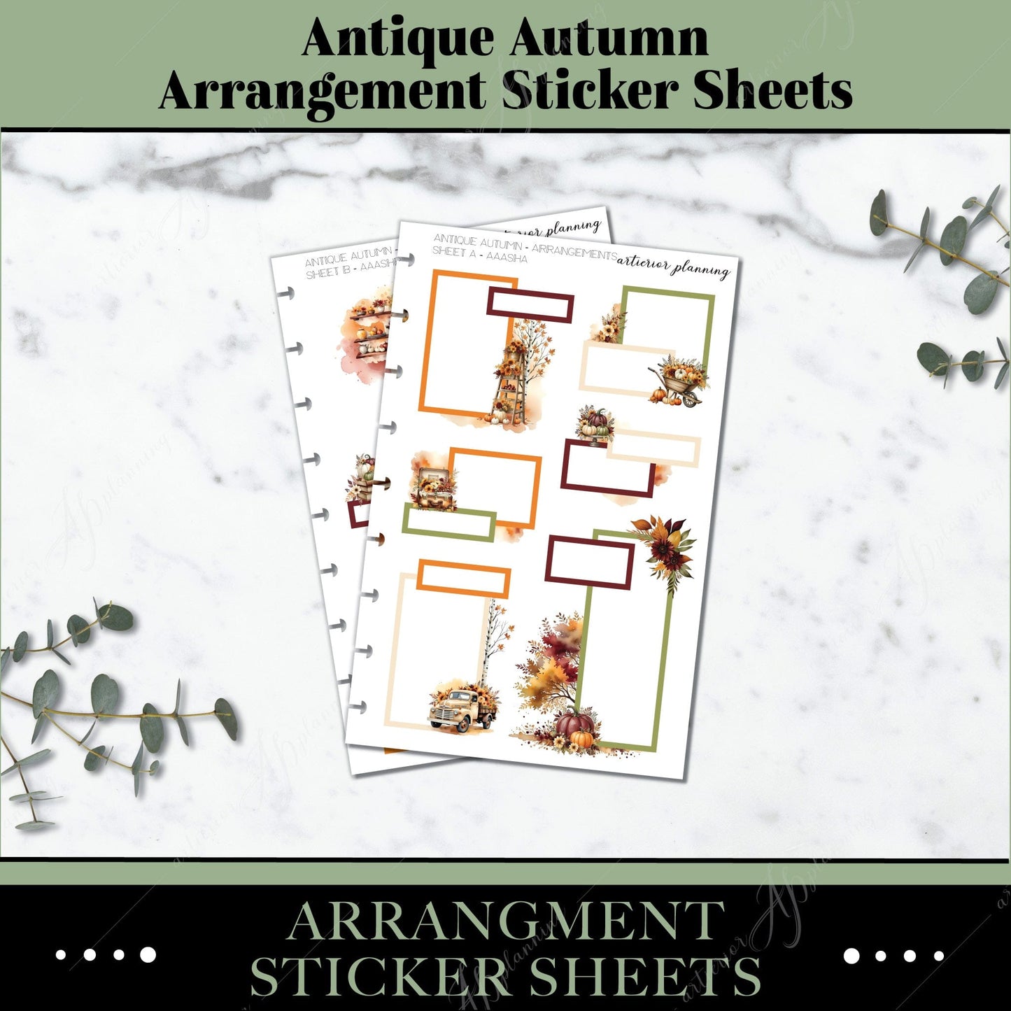 Artierior Planning Physical Item Arrangement Sticker Sheets | Antique Autumn