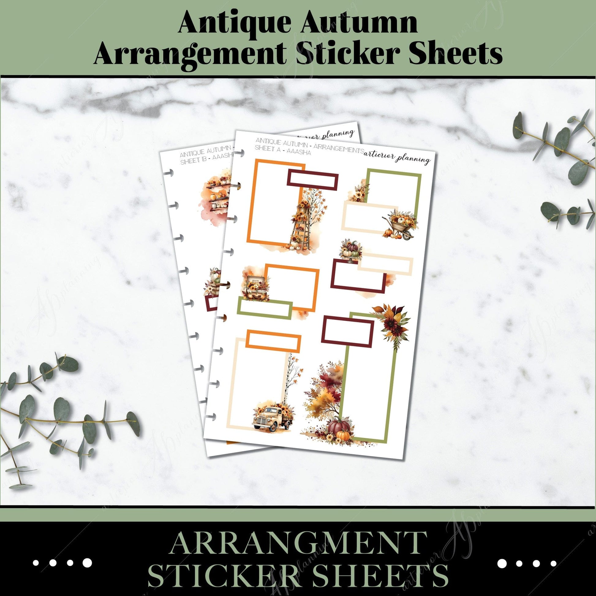 Artierior Planning Physical Item Arrangement Sticker Sheets | Antique Autumn