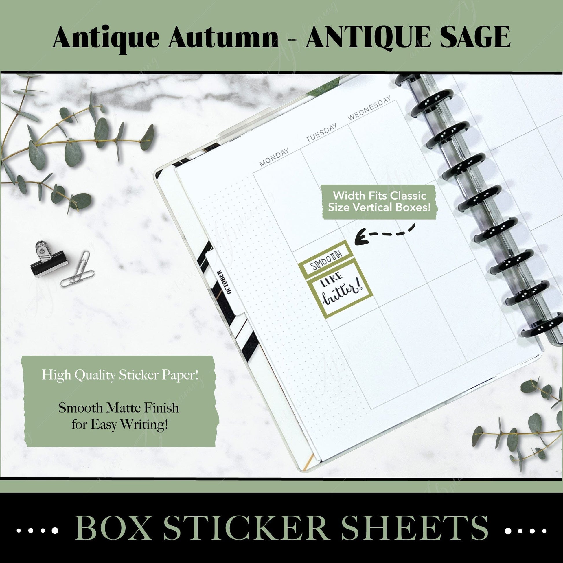 Artierior Planning Physical Item Box Sticker Sheets | Antique Autumn | Antique Sage
