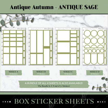 Artierior Planning Physical Item Box Sticker Sheets | Antique Autumn | Antique Sage