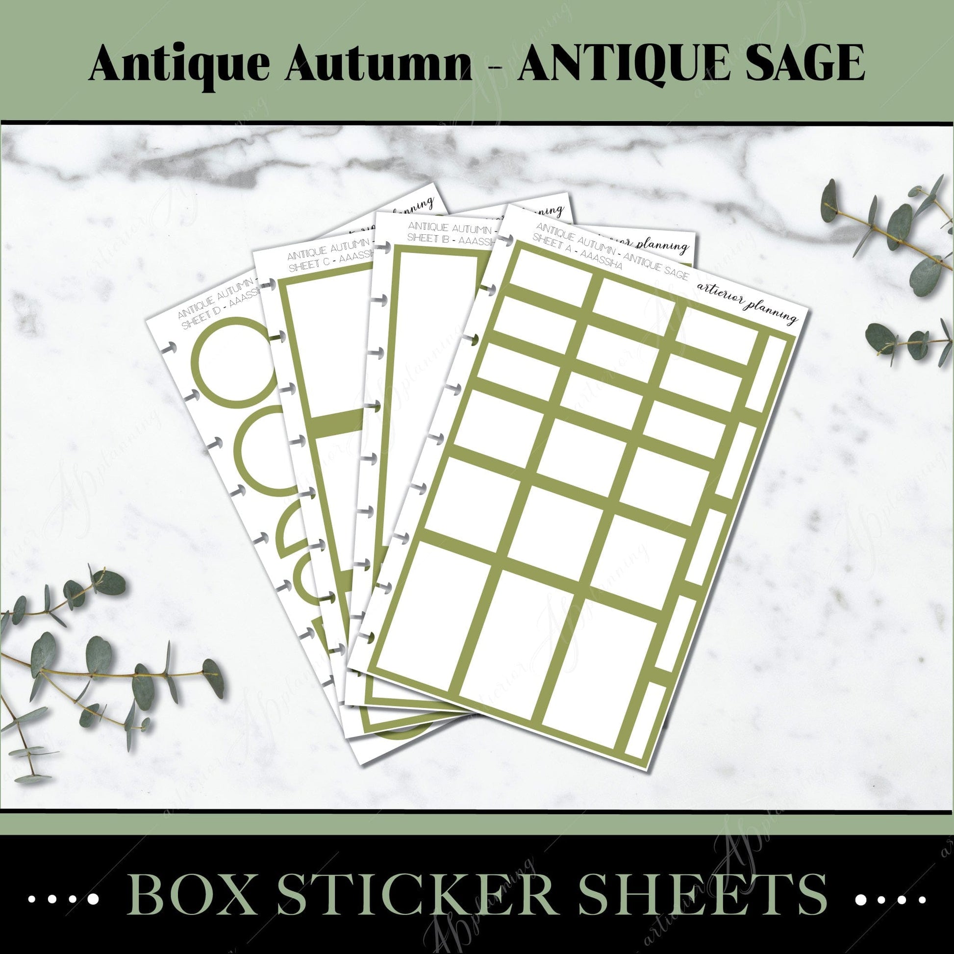 Artierior Planning Physical Item Box Sticker Sheets | Antique Autumn | Antique Sage