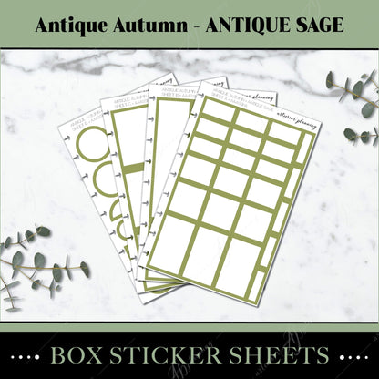 Artierior Planning Physical Item Box Sticker Sheets | Antique Autumn | Antique Sage