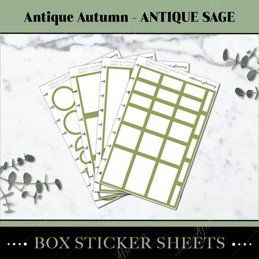 Artierior Planning Physical Item Box Sticker Sheets | Antique Autumn | Antique Sage