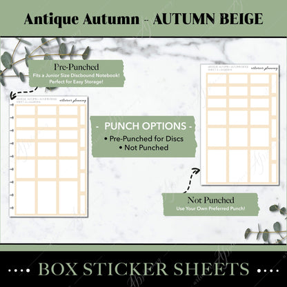 Artierior Planning Physical Item Box Sticker Sheets | Antique Autumn | Autumn Beige