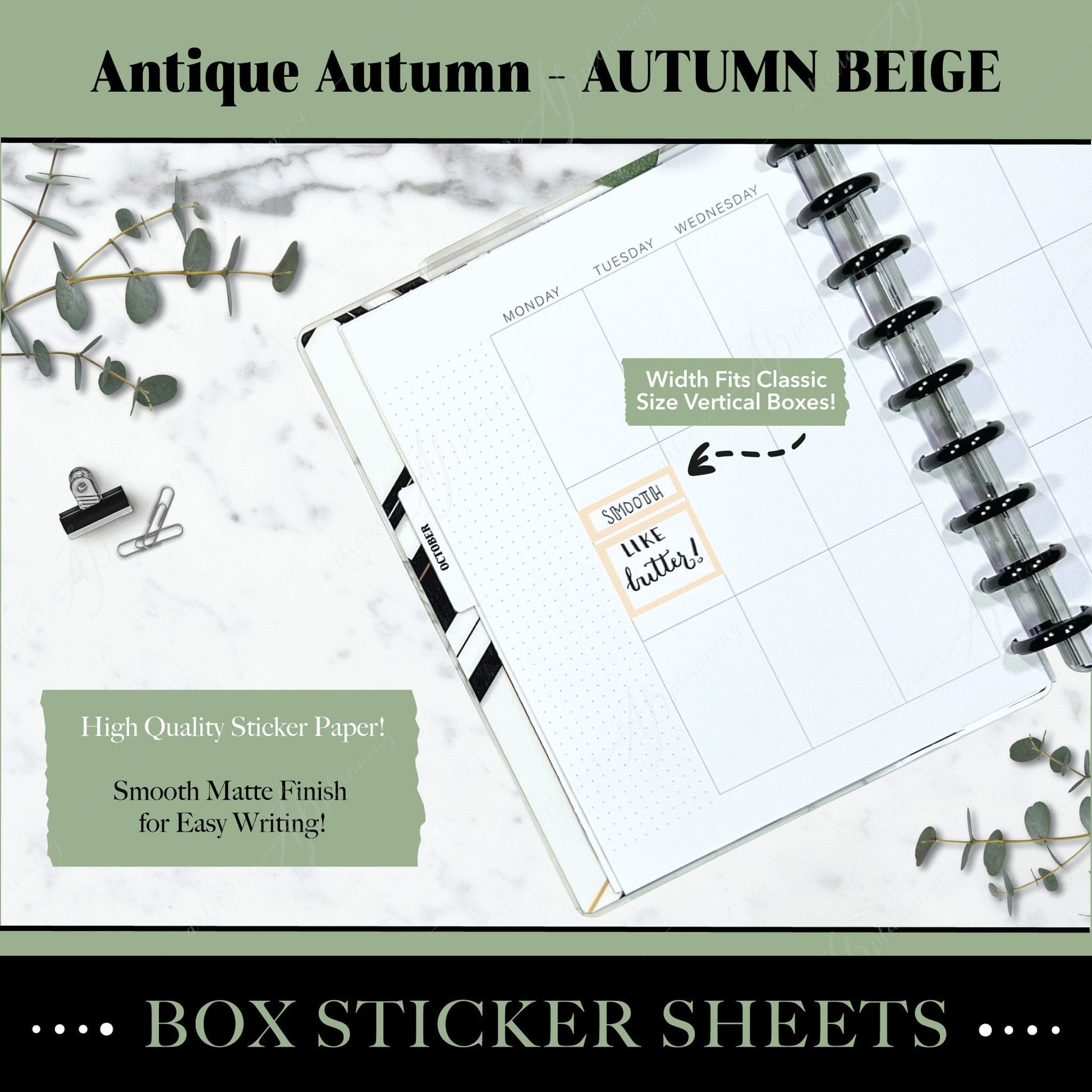 Artierior Planning Physical Item Box Sticker Sheets | Antique Autumn | Autumn Beige