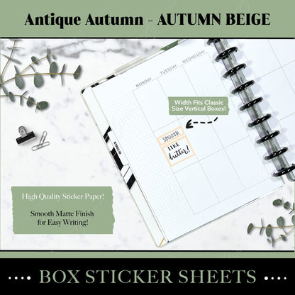 Artierior Planning Physical Item Box Sticker Sheets | Antique Autumn | Autumn Beige