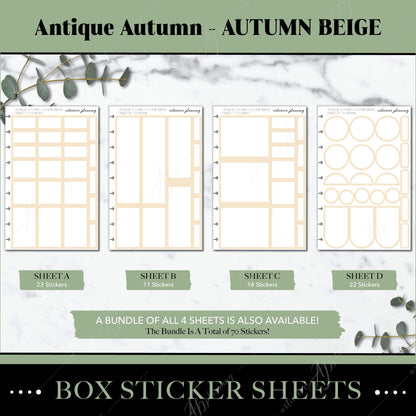 Artierior Planning Physical Item Box Sticker Sheets | Antique Autumn | Autumn Beige