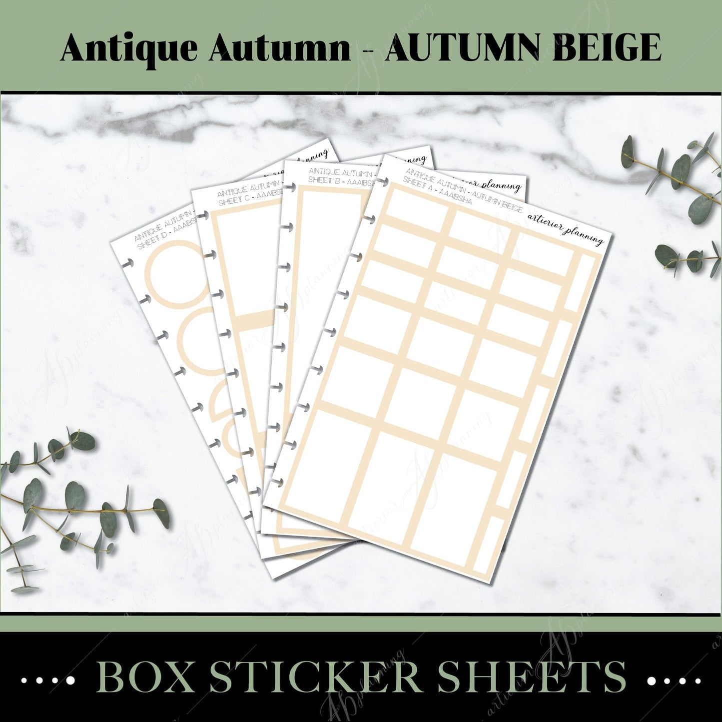 Artierior Planning Physical Item Box Sticker Sheets | Antique Autumn | Autumn Beige