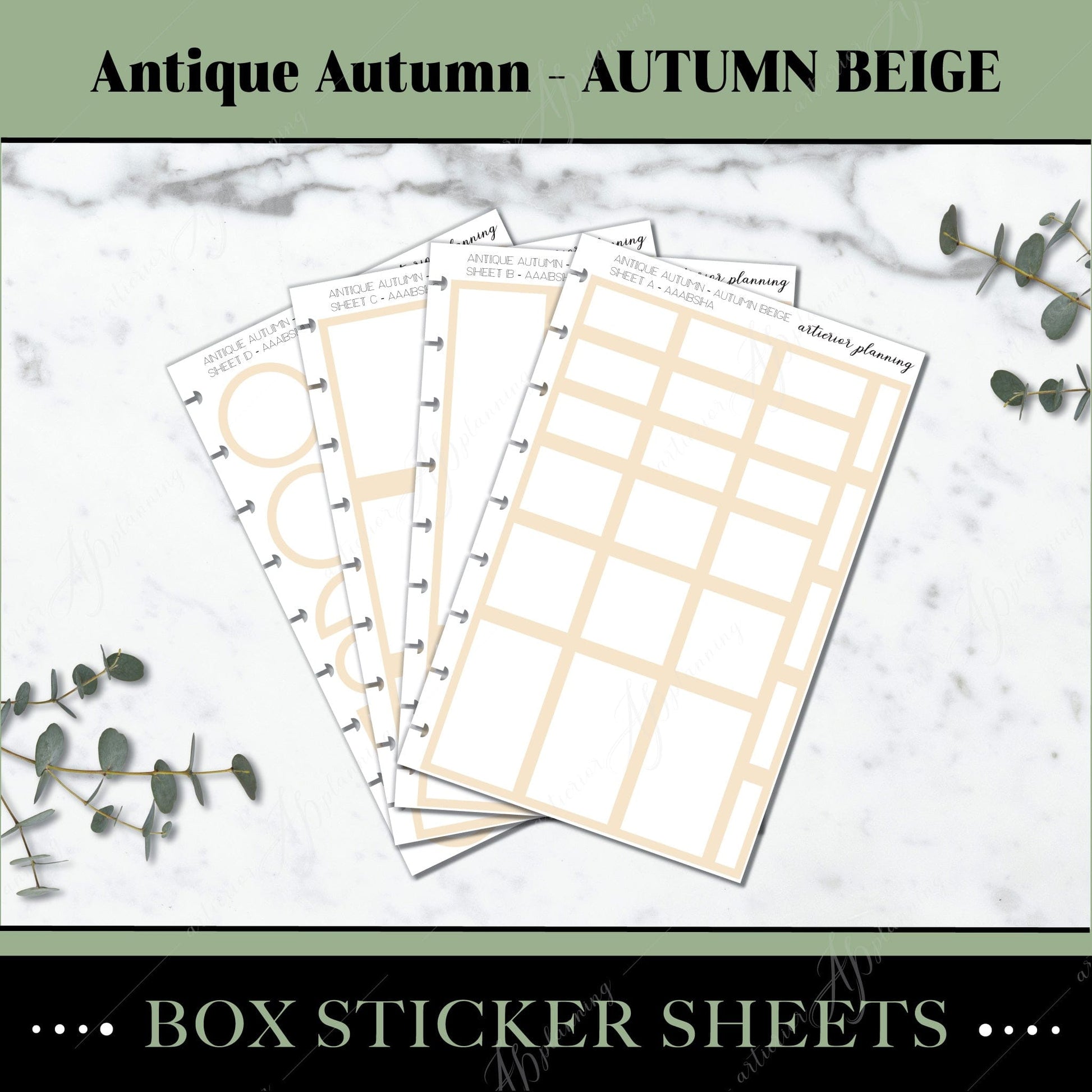 Artierior Planning Physical Item Box Sticker Sheets | Antique Autumn | Autumn Beige