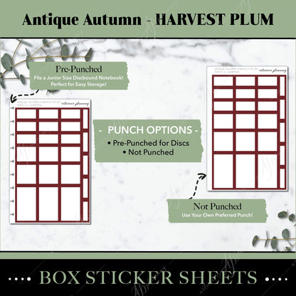 Artierior Planning Physical Item Box Sticker Sheets | Antique Autumn | Harvest Plum