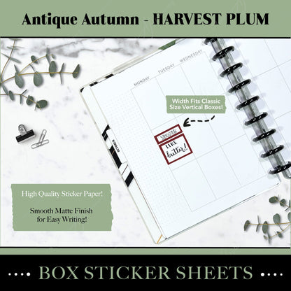 Artierior Planning Physical Item Box Sticker Sheets | Antique Autumn | Harvest Plum