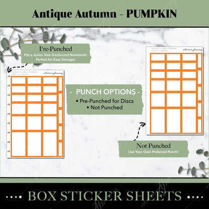 Artierior Planning Physical Item Box Sticker Sheets | Antique Autumn | Pumpkin