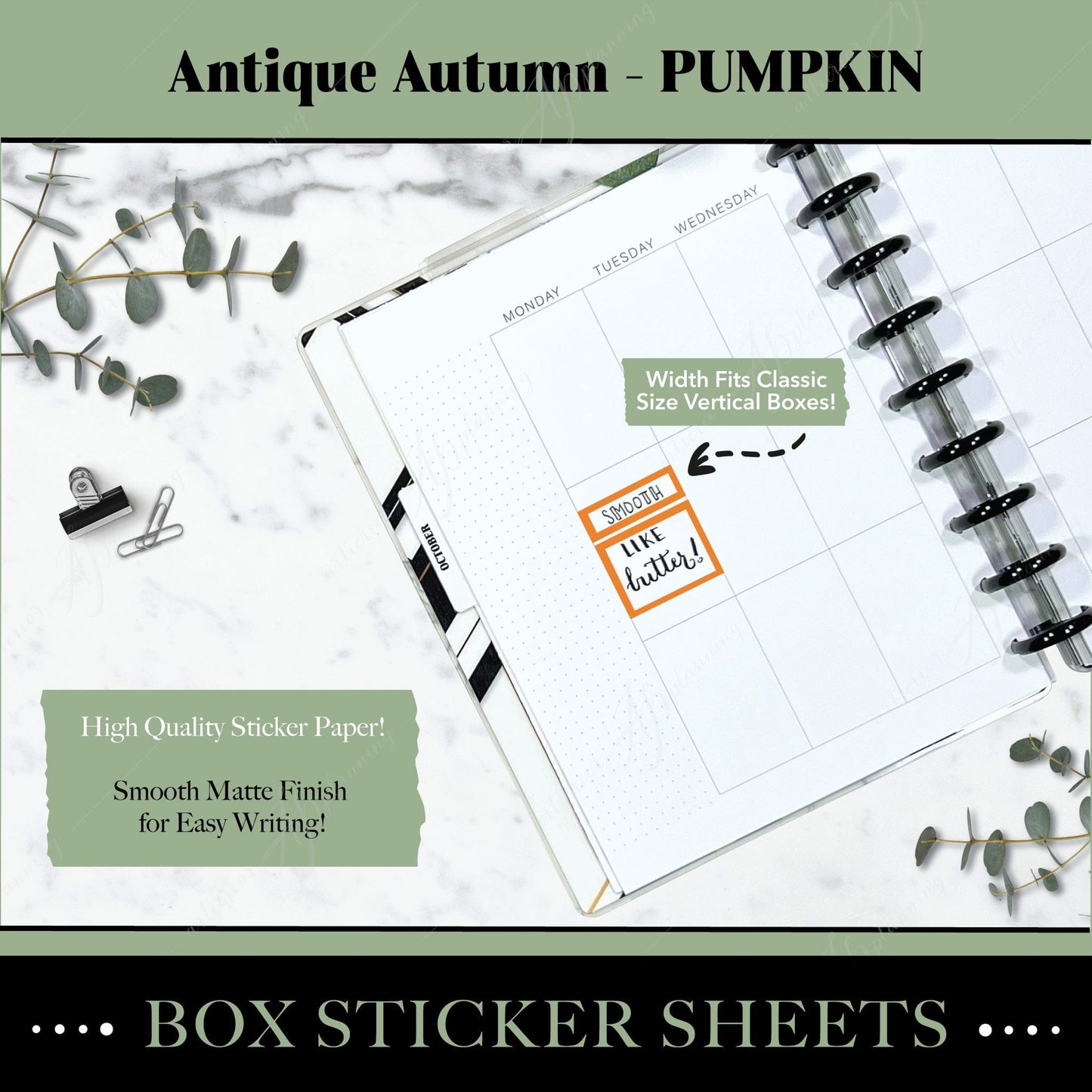 Artierior Planning Physical Item Box Sticker Sheets | Antique Autumn | Pumpkin