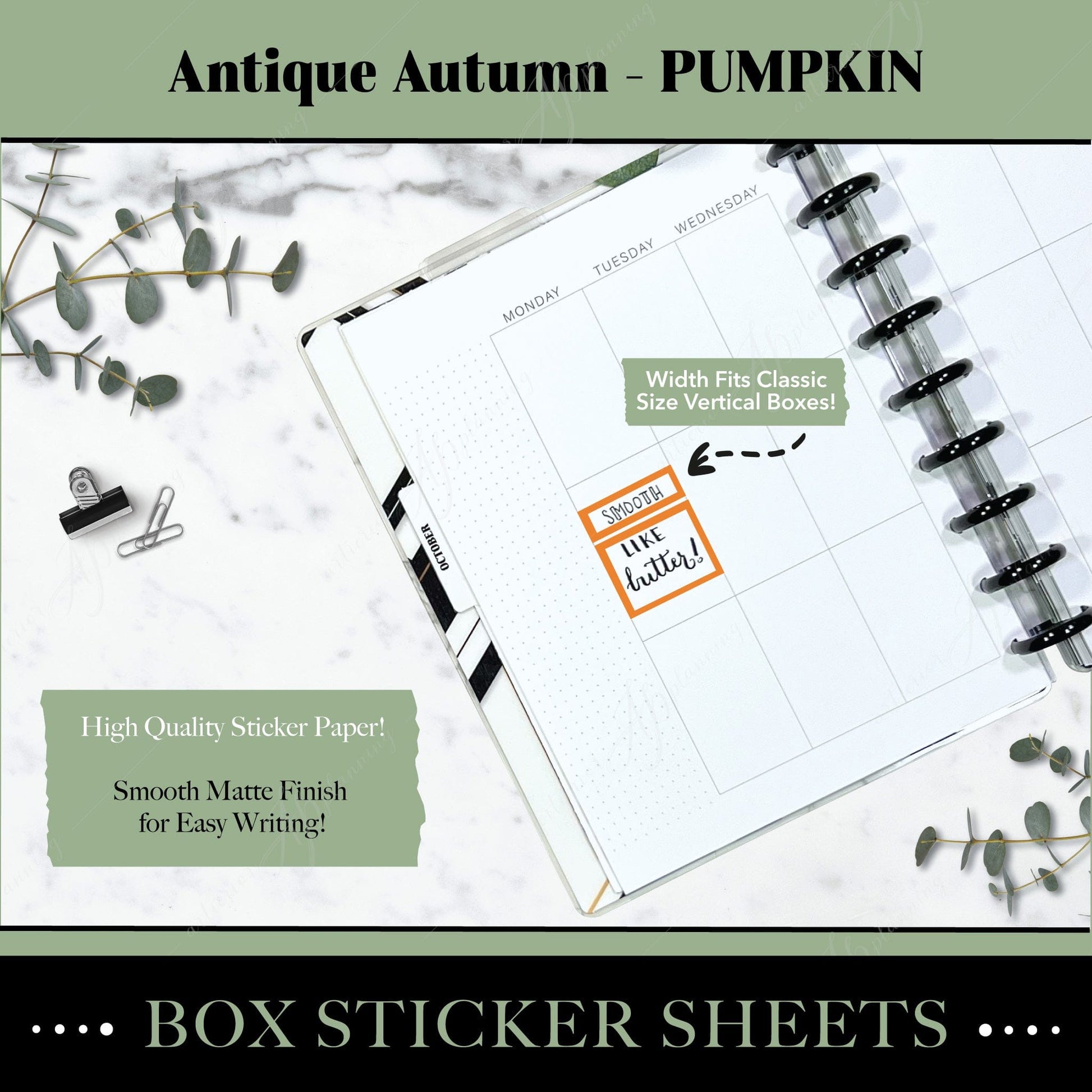 Artierior Planning Physical Item Box Sticker Sheets | Antique Autumn | Pumpkin