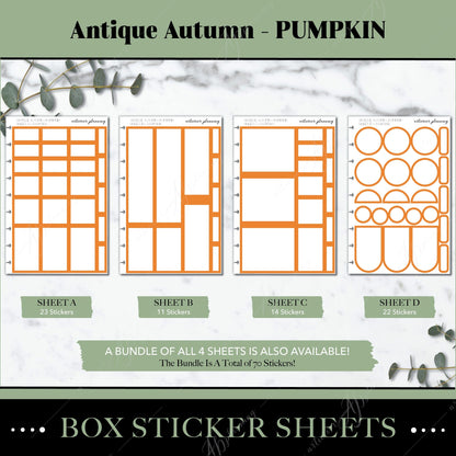 Artierior Planning Physical Item Box Sticker Sheets | Antique Autumn | Pumpkin