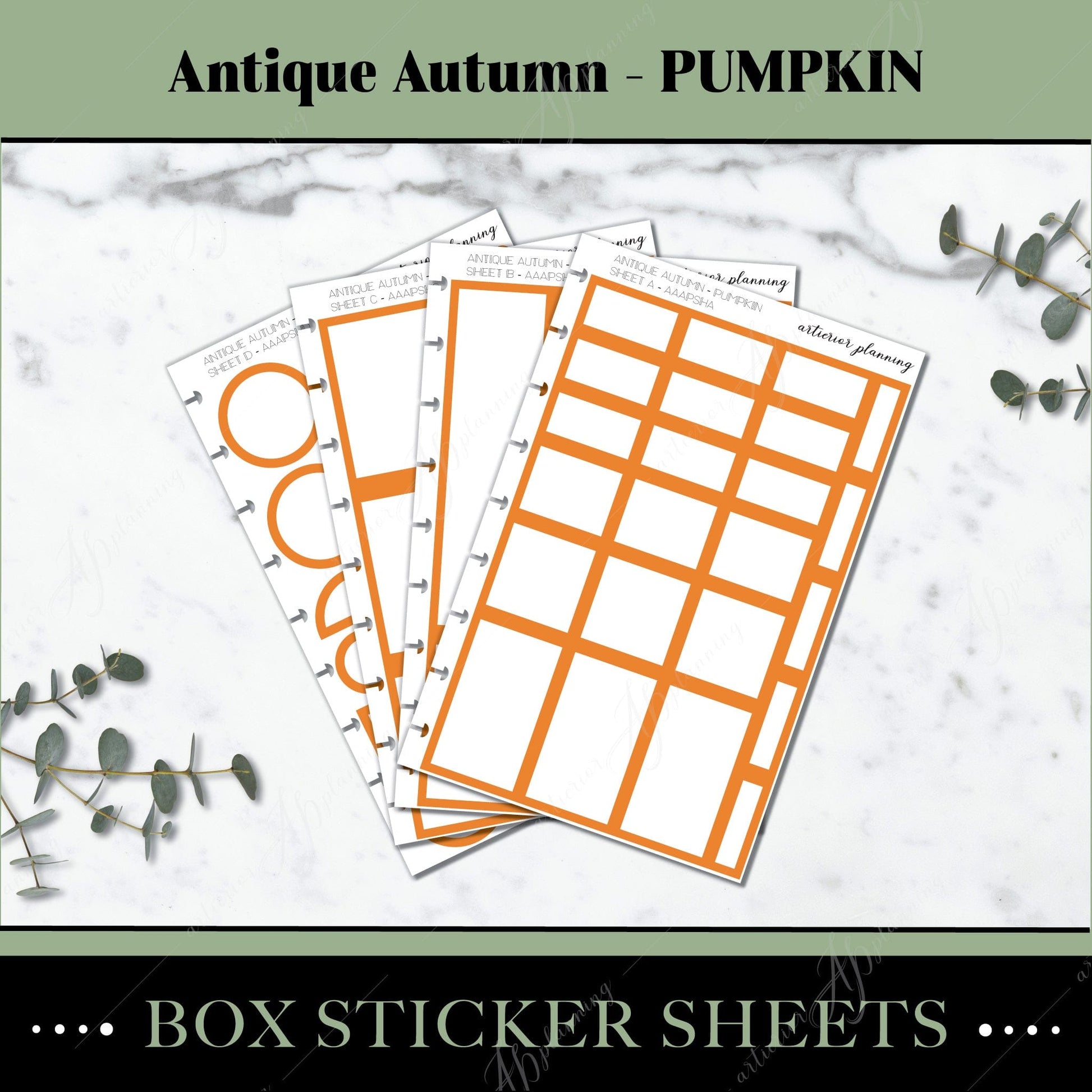 Artierior Planning Physical Item Box Sticker Sheets | Antique Autumn | Pumpkin