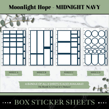 Artierior Planning Physical Item Box Sticker Sheets | Moonlight Hope | Midnight Navy