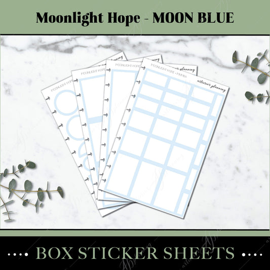 Artierior Planning Physical Item Box Sticker Sheets | Moonlight Hope | Moon Blue