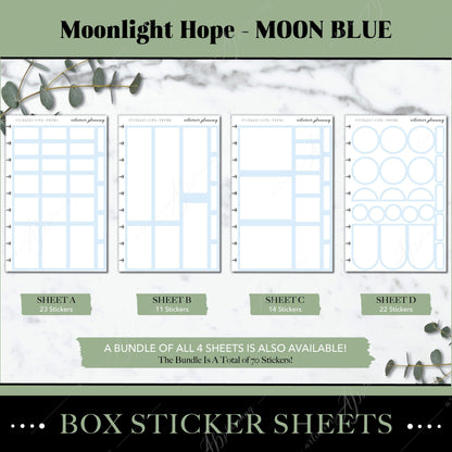 Artierior Planning Physical Item Box Sticker Sheets | Moonlight Hope | Moon Blue