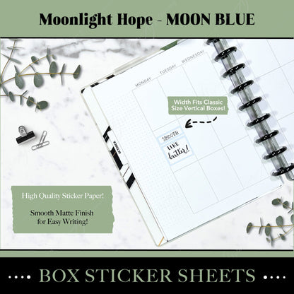 Artierior Planning Physical Item Box Sticker Sheets | Moonlight Hope | Moon Blue