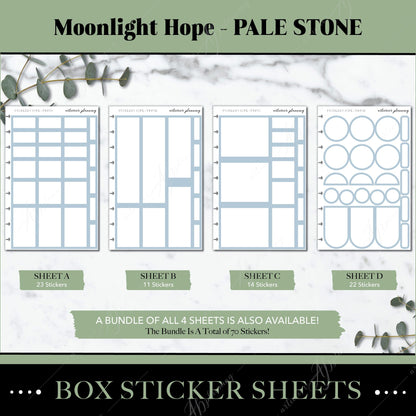 Artierior Planning Physical Item Box Sticker Sheets | Moonlight Hope | Pale Stone