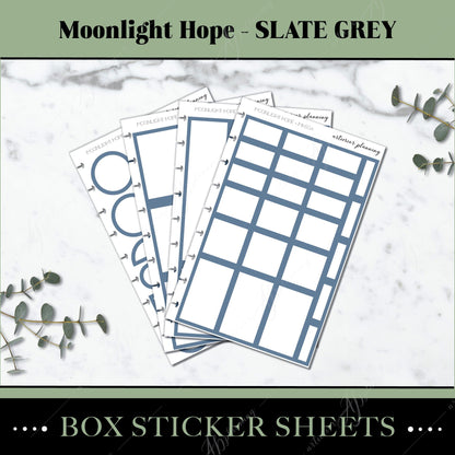 Artierior Planning Physical Item Box Sticker Sheets | Moonlight Hope | Slate Grey