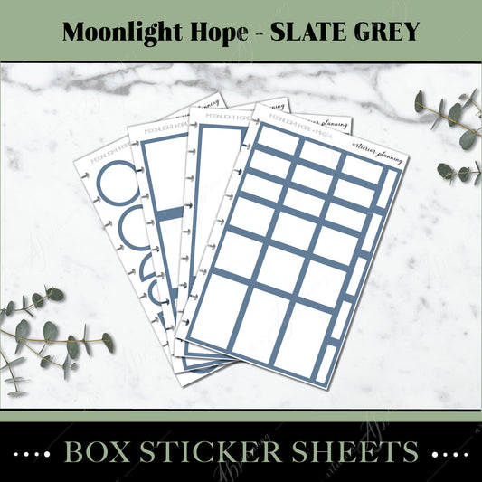 Artierior Planning Physical Item Box Sticker Sheets | Moonlight Hope | Slate Grey