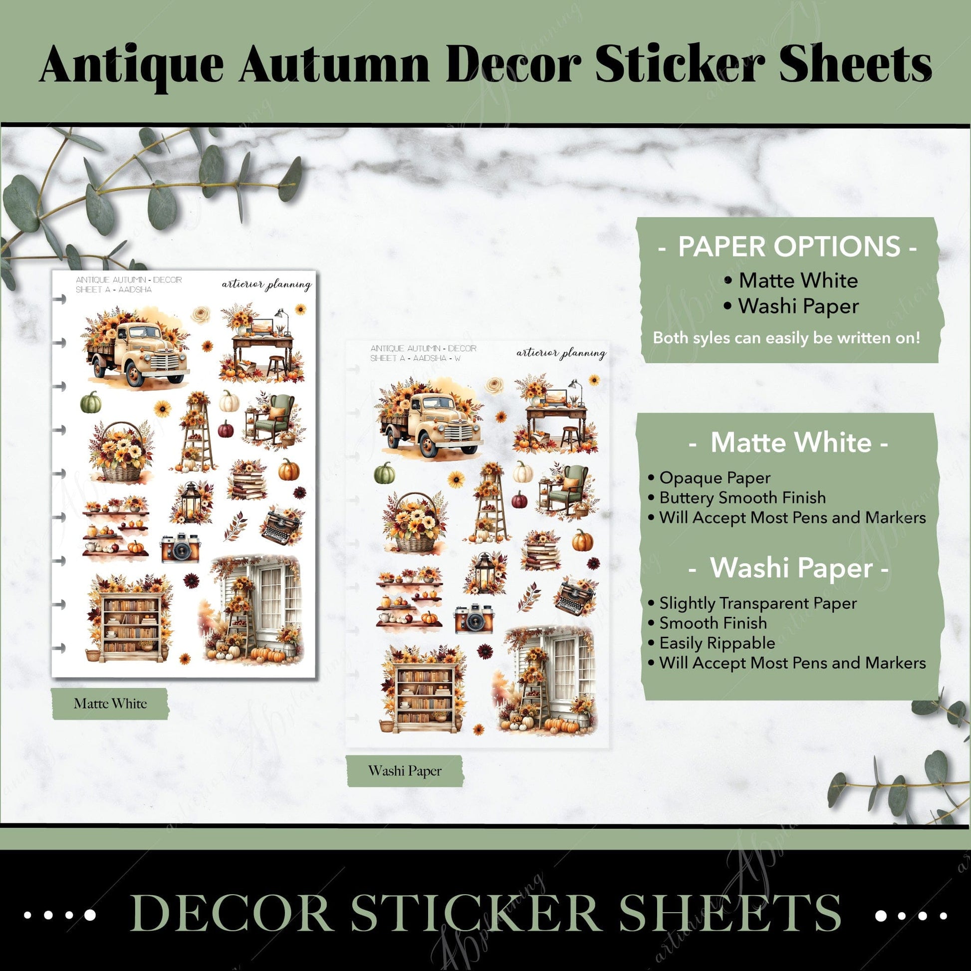 Artierior Planning Physical Item Decor Sticker Sheets | Antique Autumn