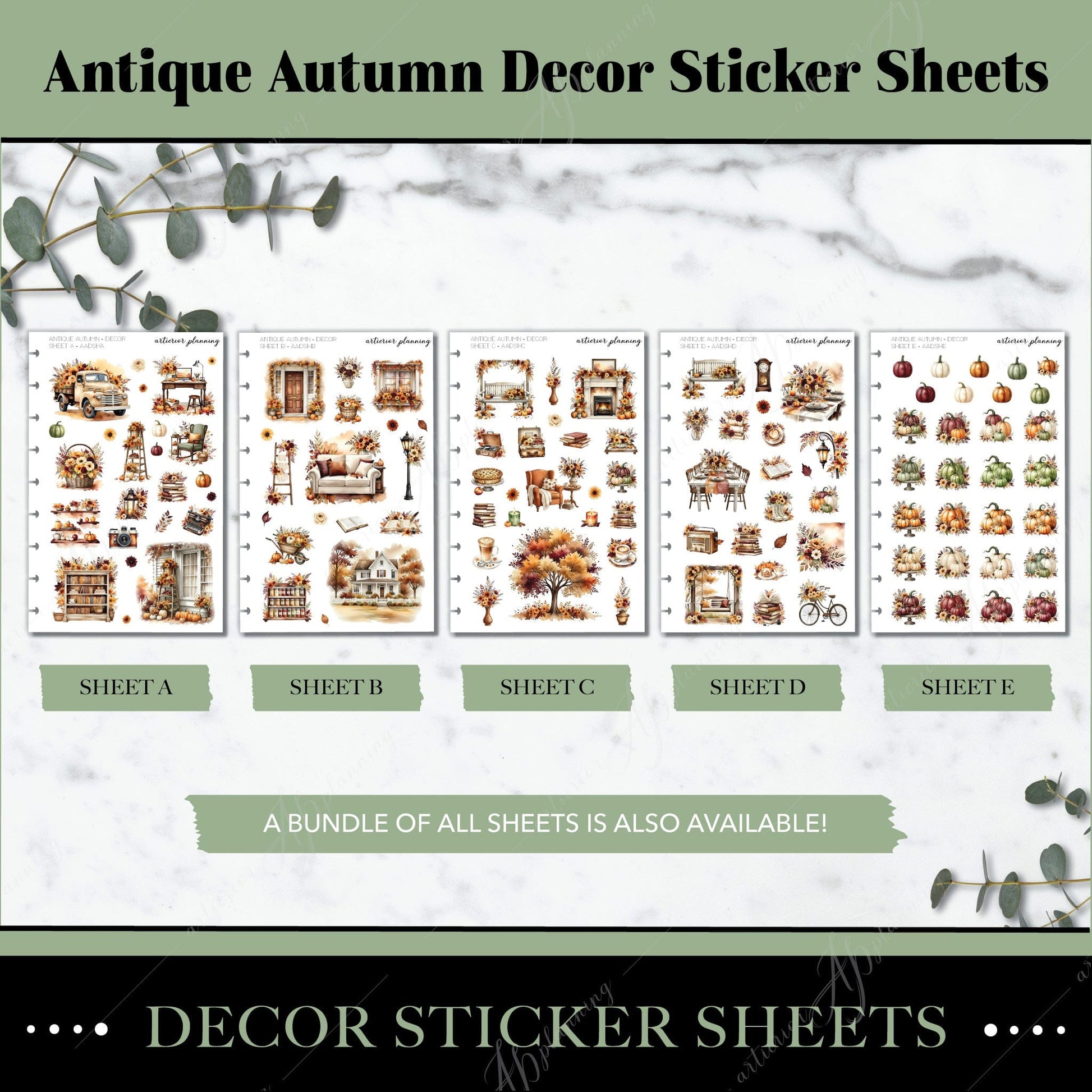 Artierior Planning Physical Item Decor Sticker Sheets | Antique Autumn