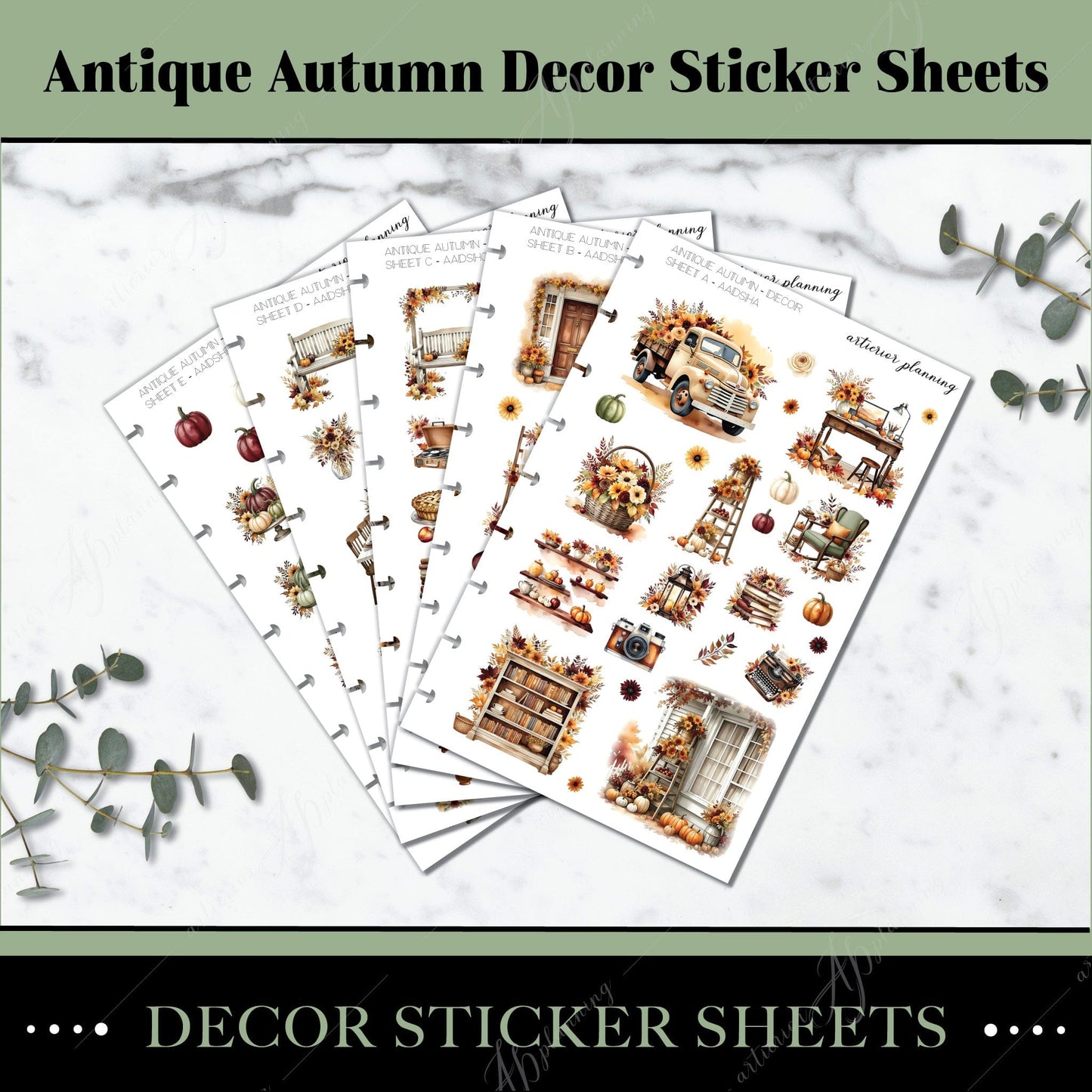 Artierior Planning Physical Item Decor Sticker Sheets | Antique Autumn