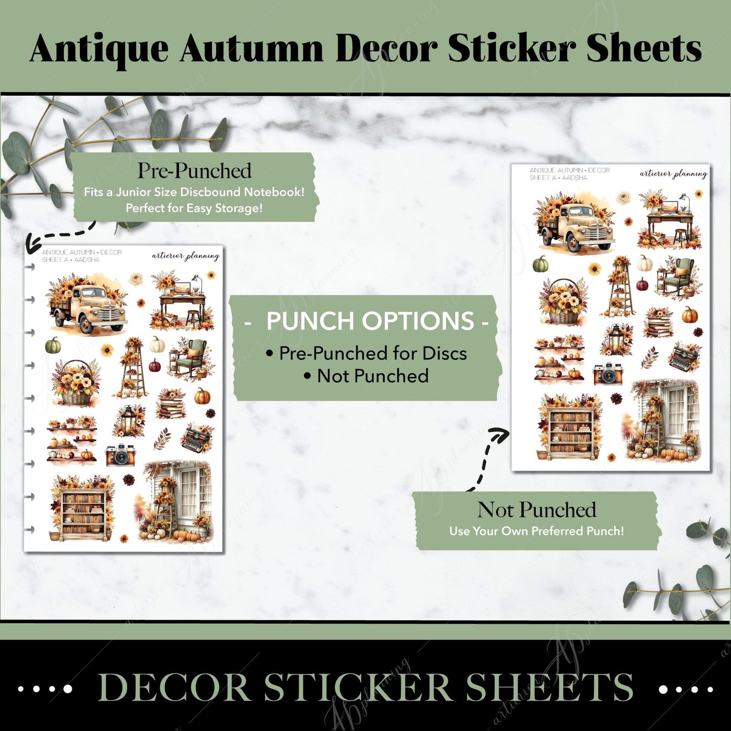 Artierior Planning Physical Item Decor Sticker Sheets | Antique Autumn