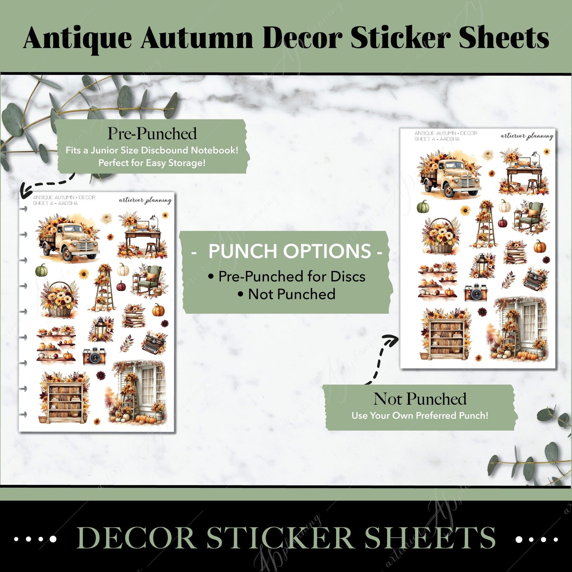 Artierior Planning Physical Item Decor Sticker Sheets | Antique Autumn