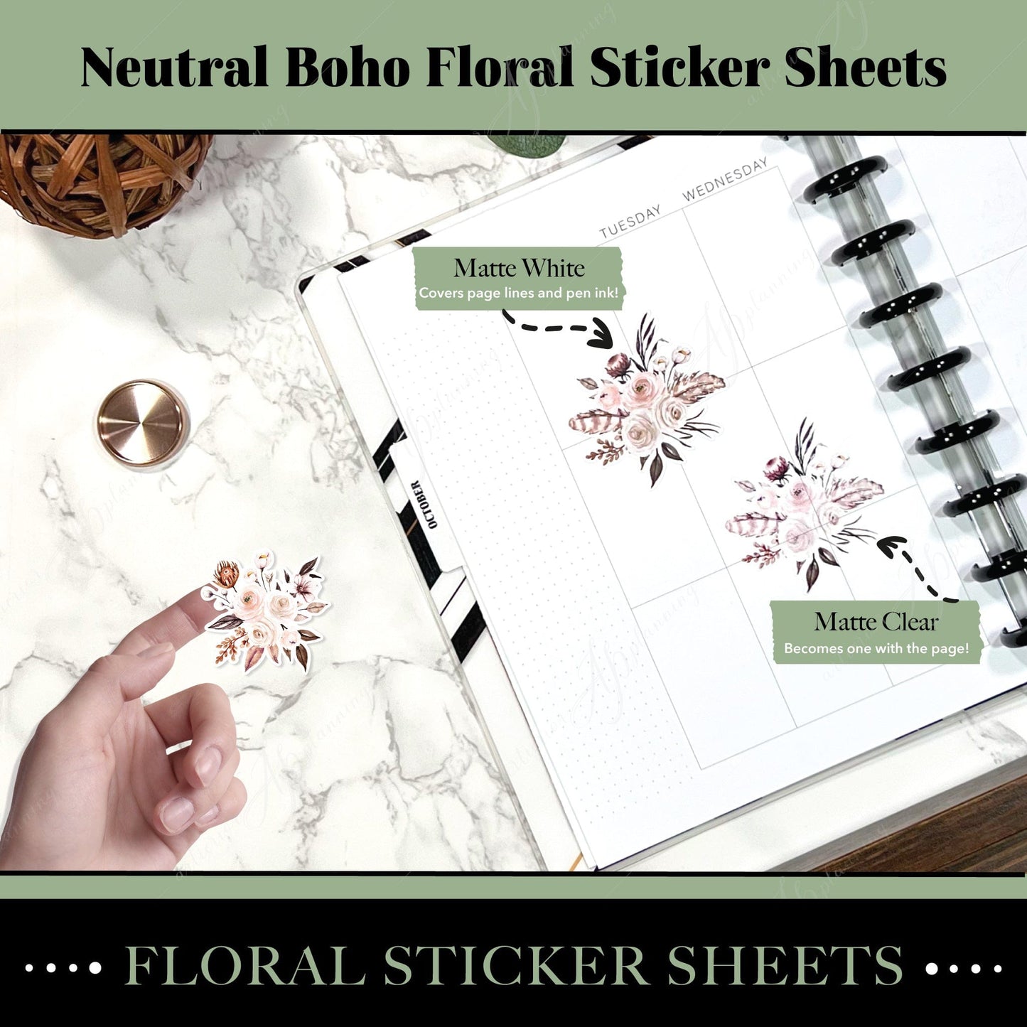 Artierior Planning Physical Item Decor Sticker Sheets | Neutral Boho