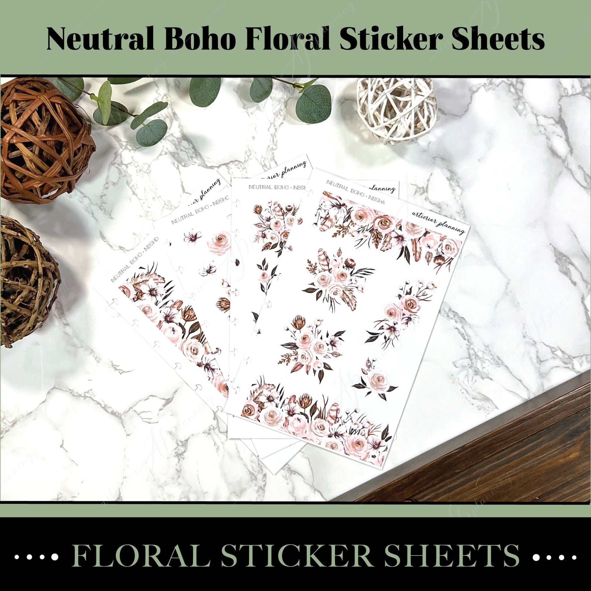 Artierior Planning Physical Item Decor Sticker Sheets | Neutral Boho