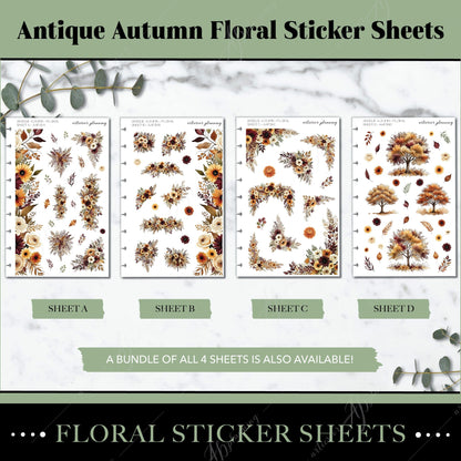 Artierior Planning Physical Item Floral Sticker Sheets | Antique Autumn