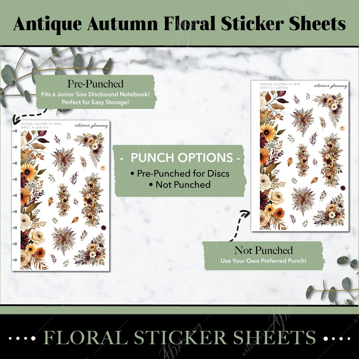 Artierior Planning Physical Item Floral Sticker Sheets | Antique Autumn